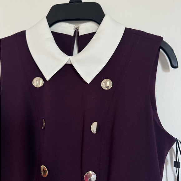 👗Tommy Hilfiger Women's White Collar Fit and Flare  .Purple Sleeveless Dress . - Picture 5 of 8